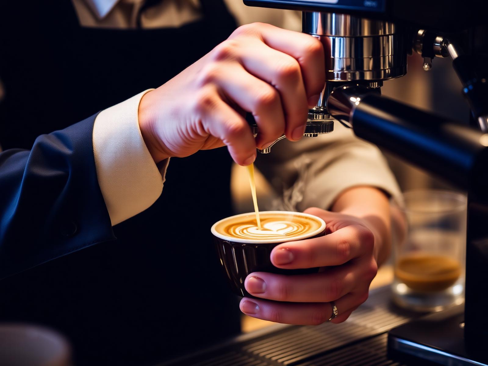 Barista pouring latte art